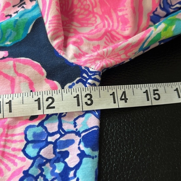 Lilly Pulitzer Aleah Top High Tide Navy Hey Hey Bouquet Pink Blue White Sz XXS - Picture 10 of 11